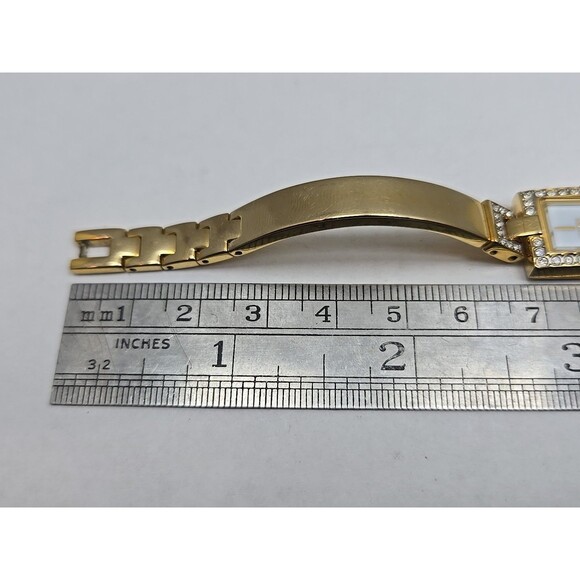 Citizen Eco Drive Gold Tone Crystal Tank Watch Bangle Womens Dress Solar Works